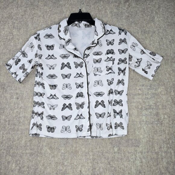 Art Class Pajama Set Butterfly Print White/Black Comfortable Sleepwear - Picture 2 of 9